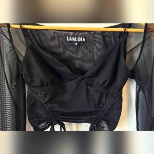 I AM GIA sheer black top